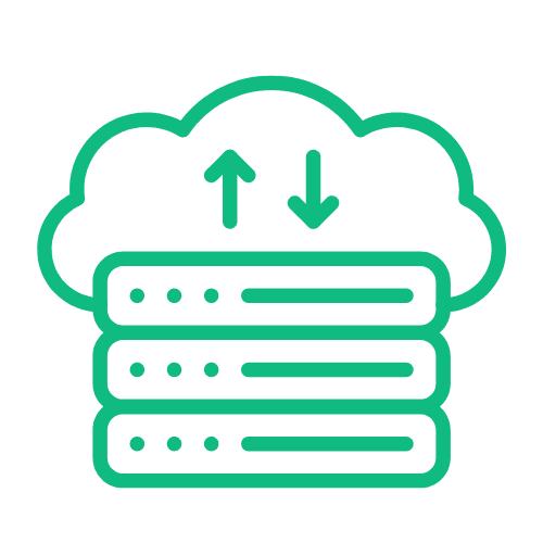 Illustration of servers sending traffic through the cloud
