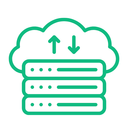 Hosting Illustration of servers sending traffic through the cloud