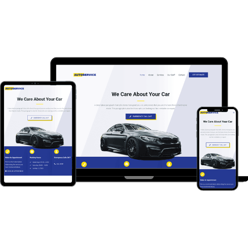 Mockup of automotive website