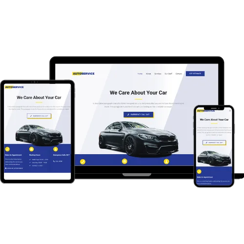 Mockup of automotive website