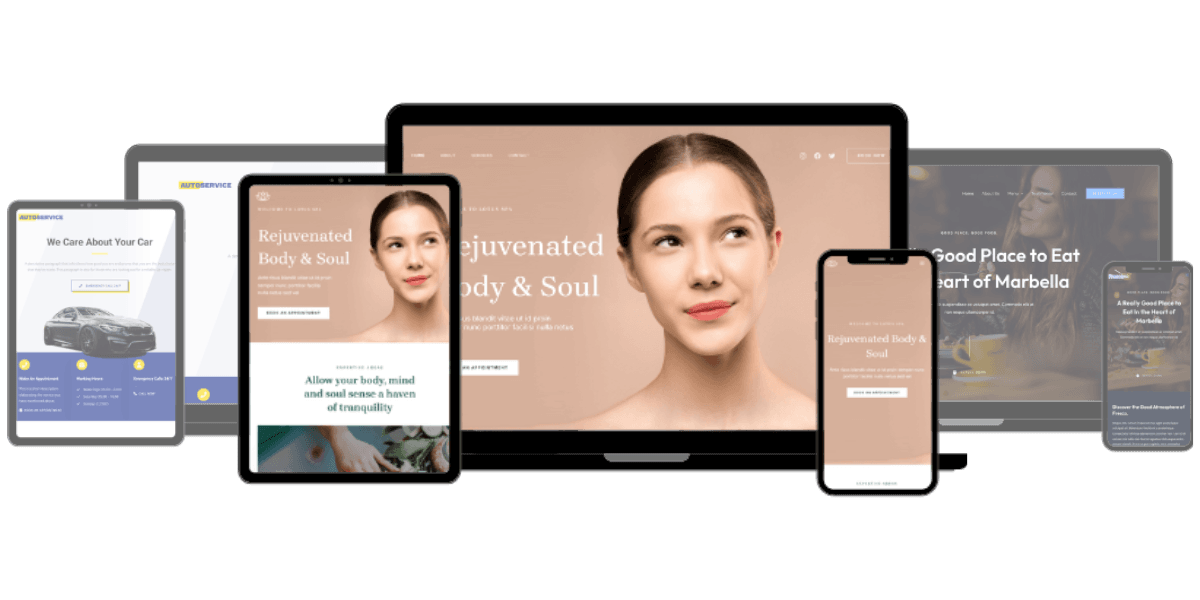 Previews of example websites