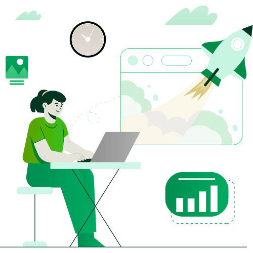 Illustration of woman doing SEO