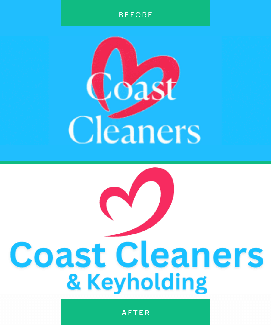 Image of the before and after of Coast Cleaners' logo