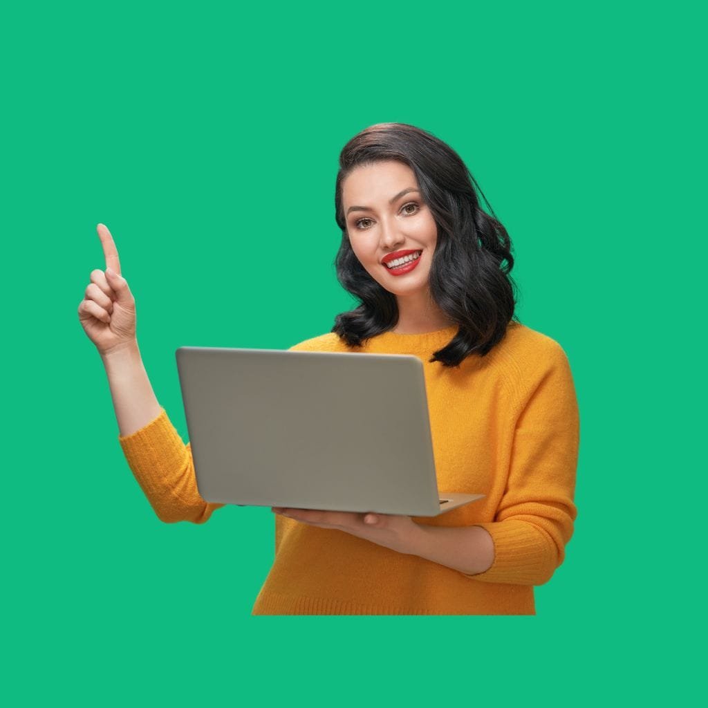 Image of a woman browsing a website on a laptop